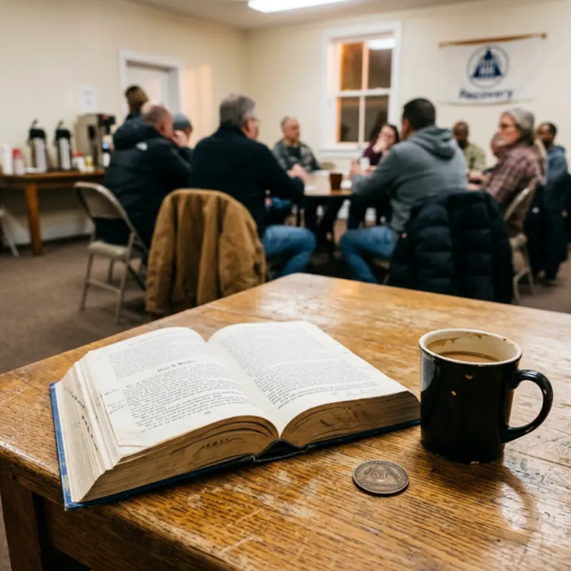 Group circle representing 12-step program meeting